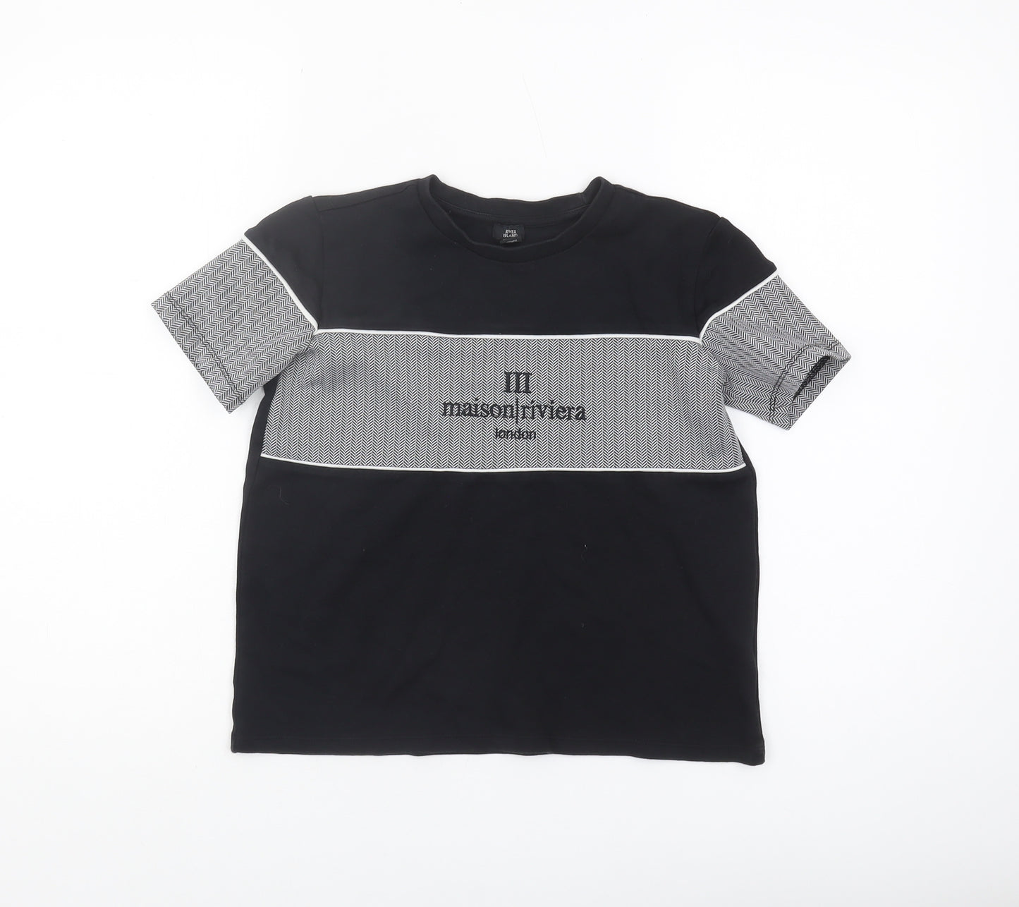 River Island Boys Black Graphic T-Shirt 9-10 Years
