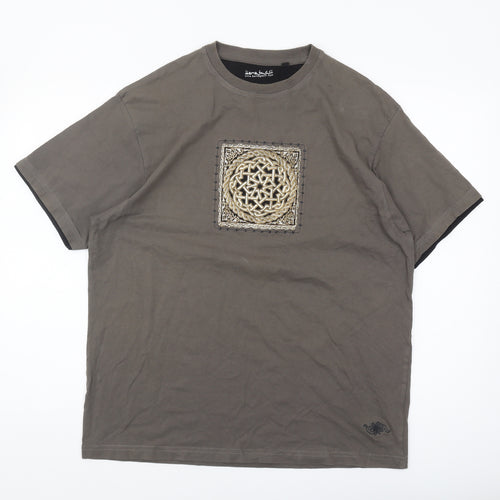 Benegassi Men’s Brown L Cotton Crew Neck T-Shirt