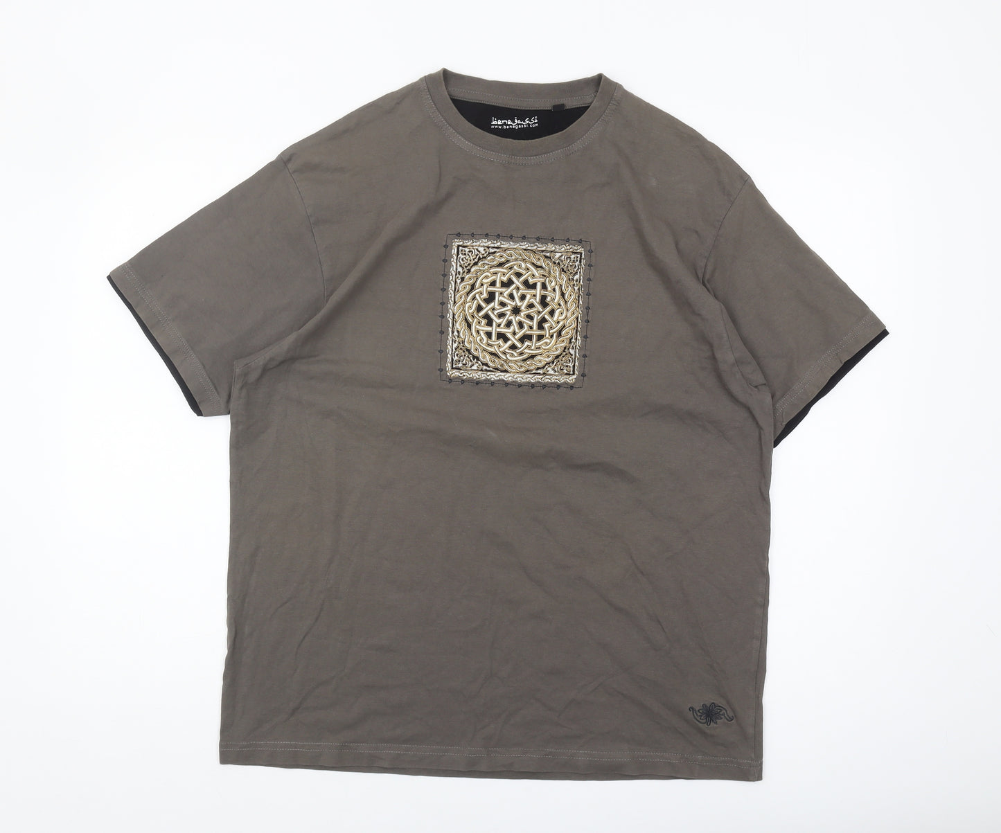 Benegassi Men’s Brown L Cotton Crew Neck T-Shirt