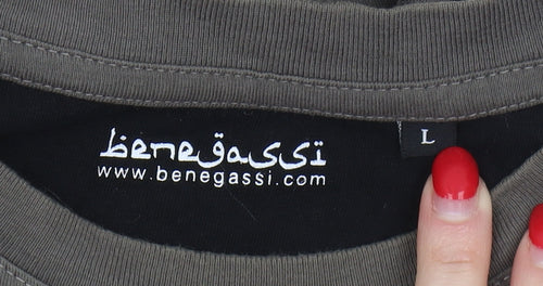 Benegassi Men’s Brown L Cotton Crew Neck T-Shirt