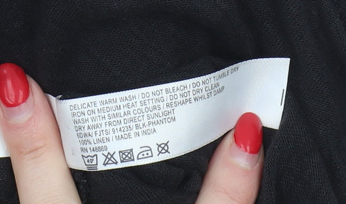 Fat Face Women's Black Linen Fish T-Shirt Size 14