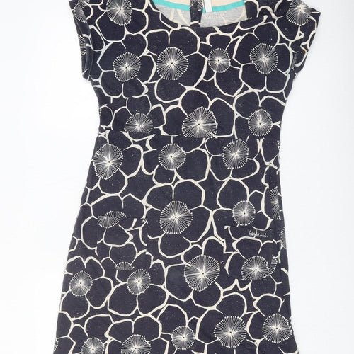 Weird Fish Women's Black Floral Cotton Shift Dress Size 10