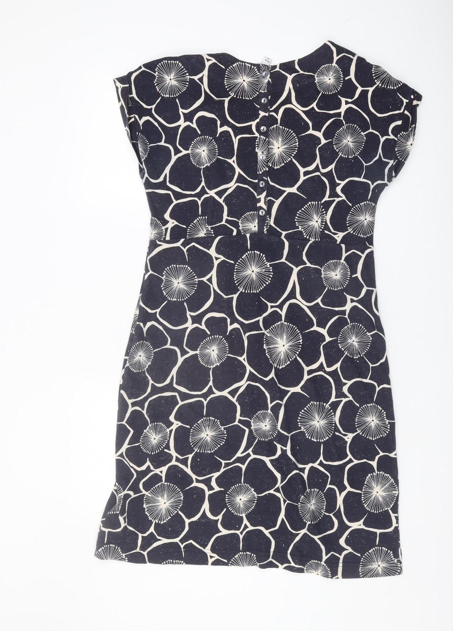 Weird Fish Women's Black Floral Cotton Shift Dress Size 10