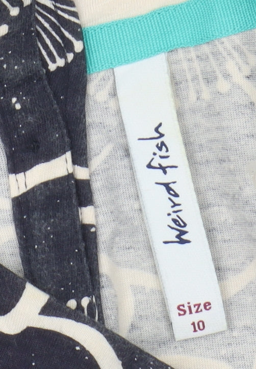 Weird Fish Women's Black Floral Cotton Shift Dress Size 10