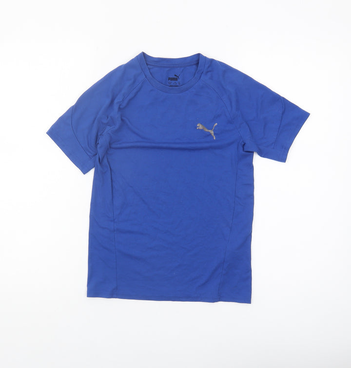 Puma Boys Blue T-Shirt, 11-12 Years, Crew Neck, Logo Accent