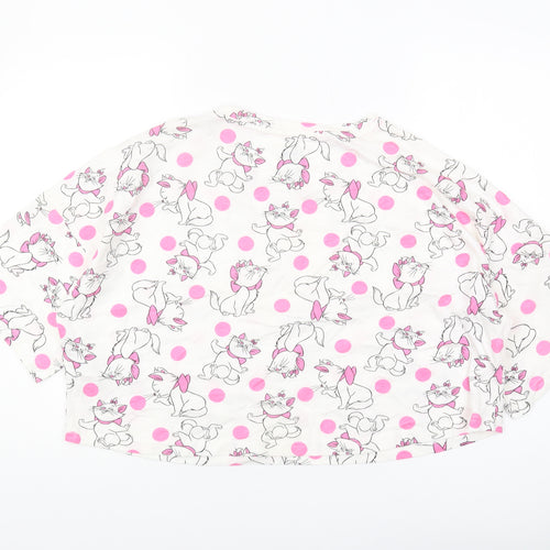 Disney Women's L White Polka Dot Cropped T-Shirt