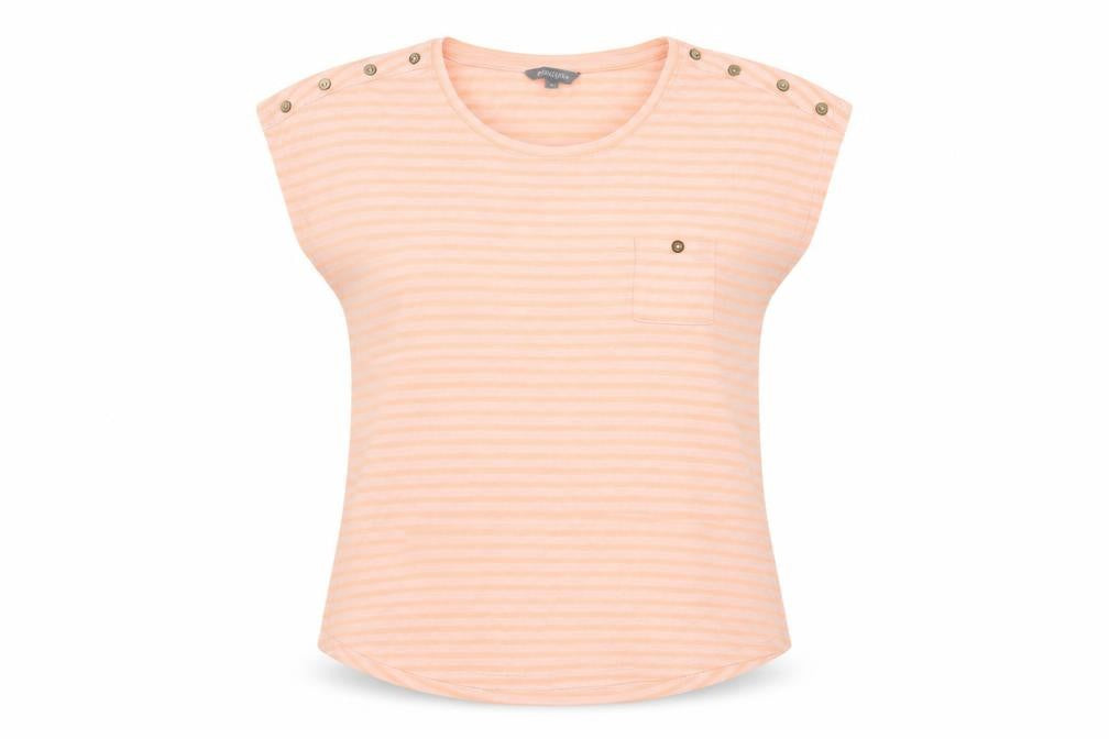 Front view of Principles Women's Orange Striped T-Shirt, size 12