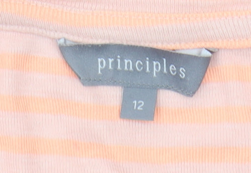 Principles Women's Orange Striped T-Shirt Size 12