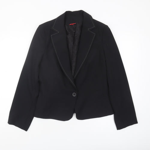ELLE Women's Black Blazer L Notch Lapel Classic Fit