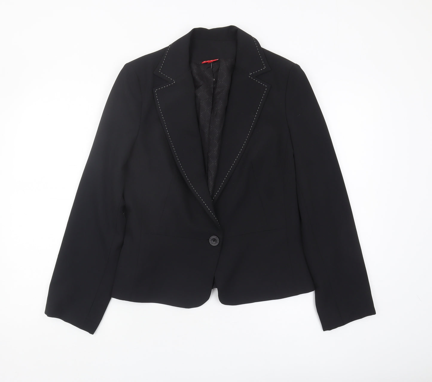 ELLE Women's Black Blazer L Notch Lapel Classic Fit