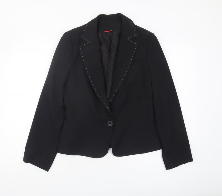 ELLE Women's Black Blazer L Notch Lapel Classic Fit