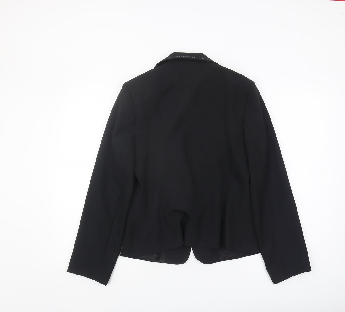 ELLE Women's Black Blazer L Notch Lapel Classic Fit