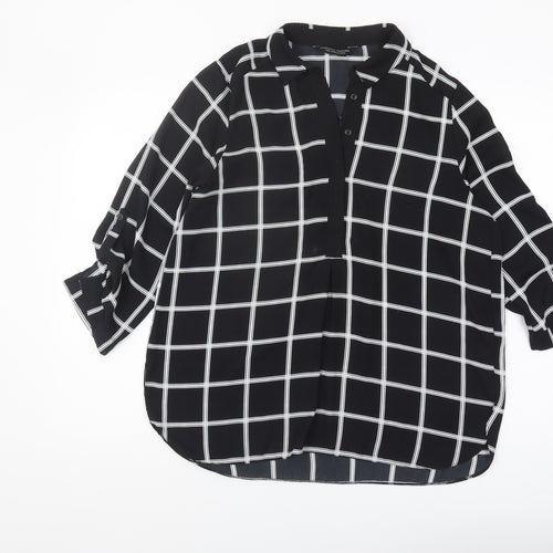 Dorothy Perkins Women's Black Button-Up Check Shirt Size 14