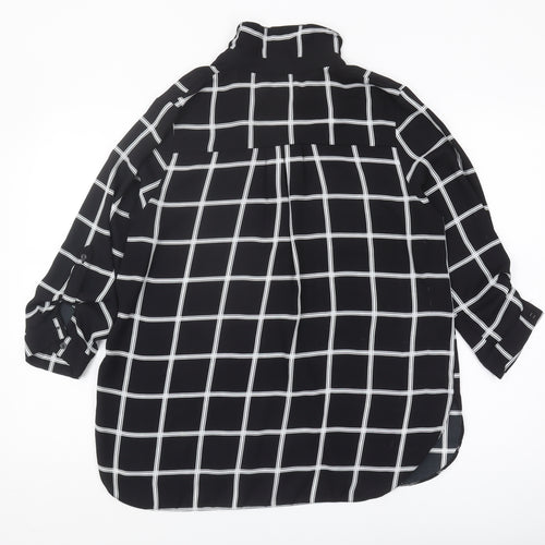 Dorothy Perkins Women's Black Button-Up Check Shirt Size 14