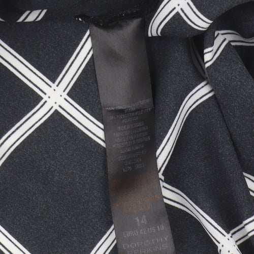 Dorothy Perkins Women's Black Button-Up Check Shirt Size 14