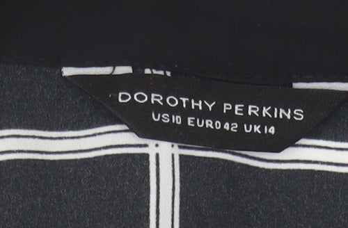 Dorothy Perkins Women's Black Button-Up Check Shirt Size 14