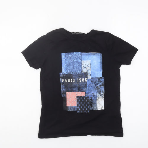 Stradivarius Black XS Unisex Casual T-Shirt