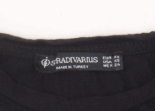 Stradivarius Black XS Unisex Casual T-Shirt