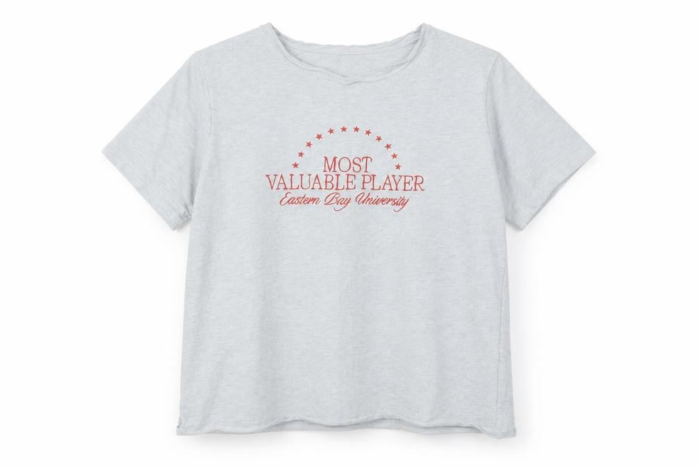 Front view of Stradivarius Women's Grey University T-Shirt -, size S