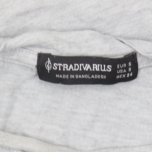 Stradivarius Women's Grey University T-Shirt - Size S