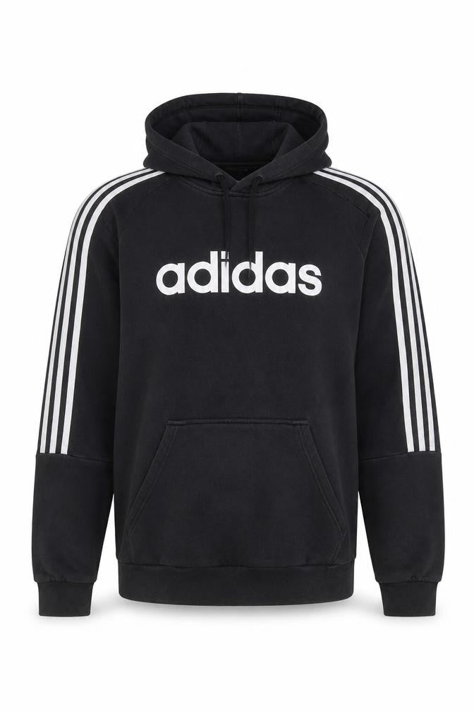 Front view of Adidas Men's Black Pullover Hoodie, size S