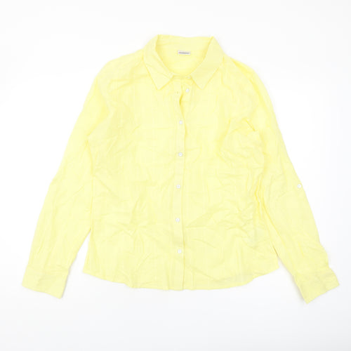 Damart Women's Yellow Cotton Button-Up Shirt, Size L