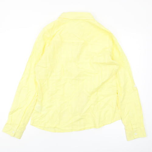 Damart Women's Yellow Cotton Button-Up Shirt, Size L
