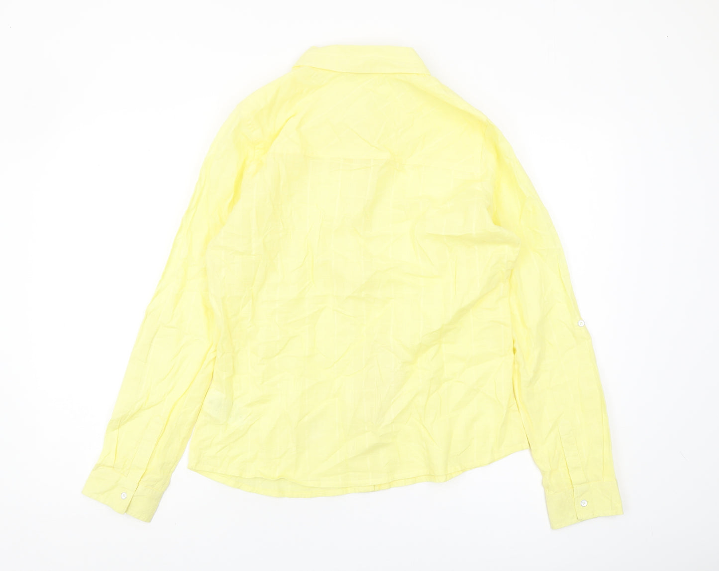 Damart Women's Yellow Cotton Button-Up Shirt, Size L