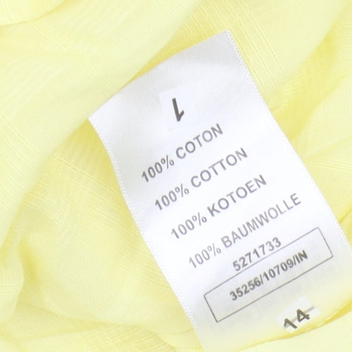 Damart Women's Yellow Cotton Button-Up Shirt, Size L