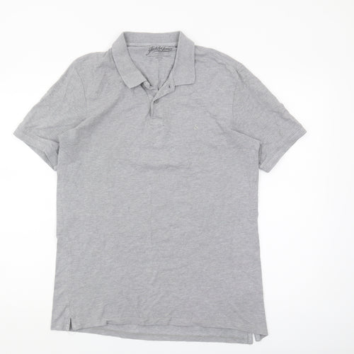 Jack & Jones Grey Mens Polo Shirt L Solid Casual