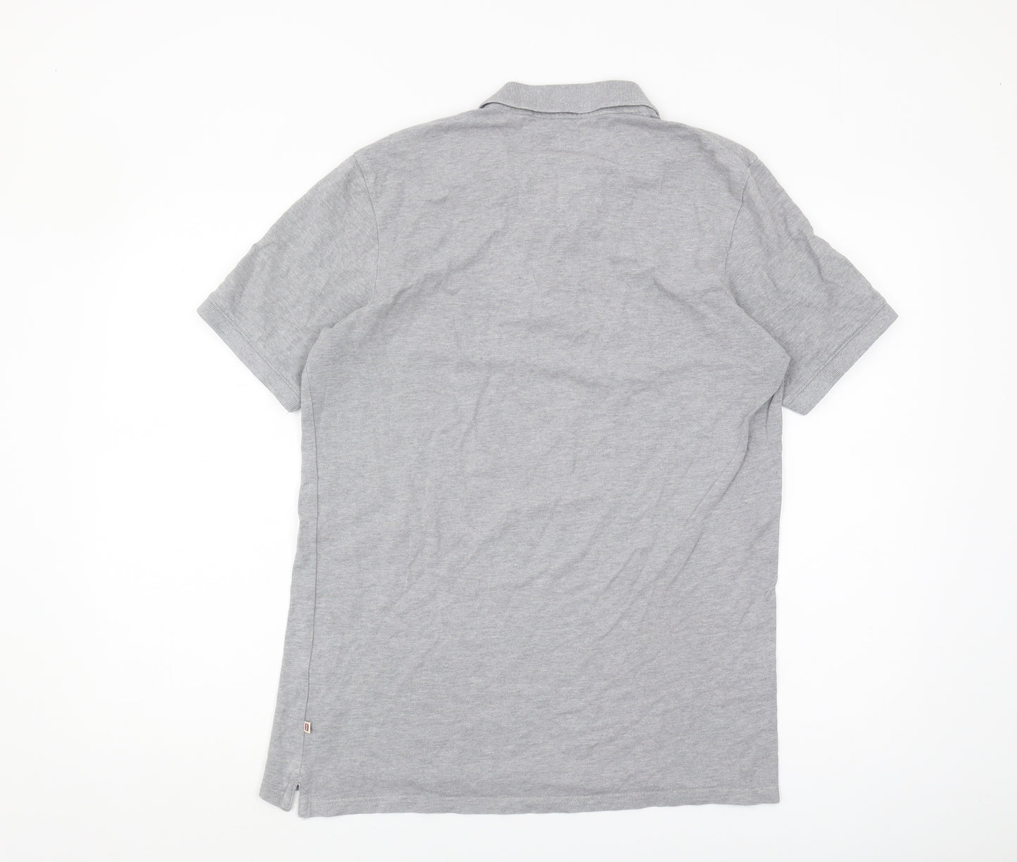 Jack & Jones Grey Mens Polo Shirt L Solid Casual