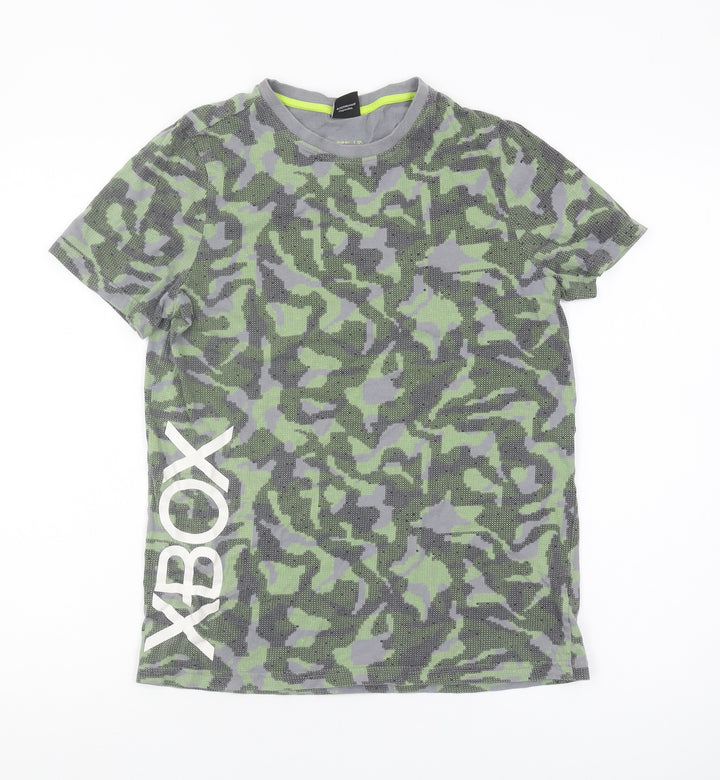 XBOX Boys Camouflage T-Shirt, Green Grey, 12-13 Yrs, Casual