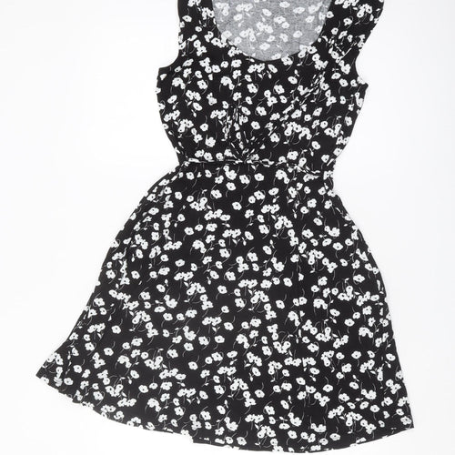 Oasis Women's Black Floral A-Line Dress, Size S