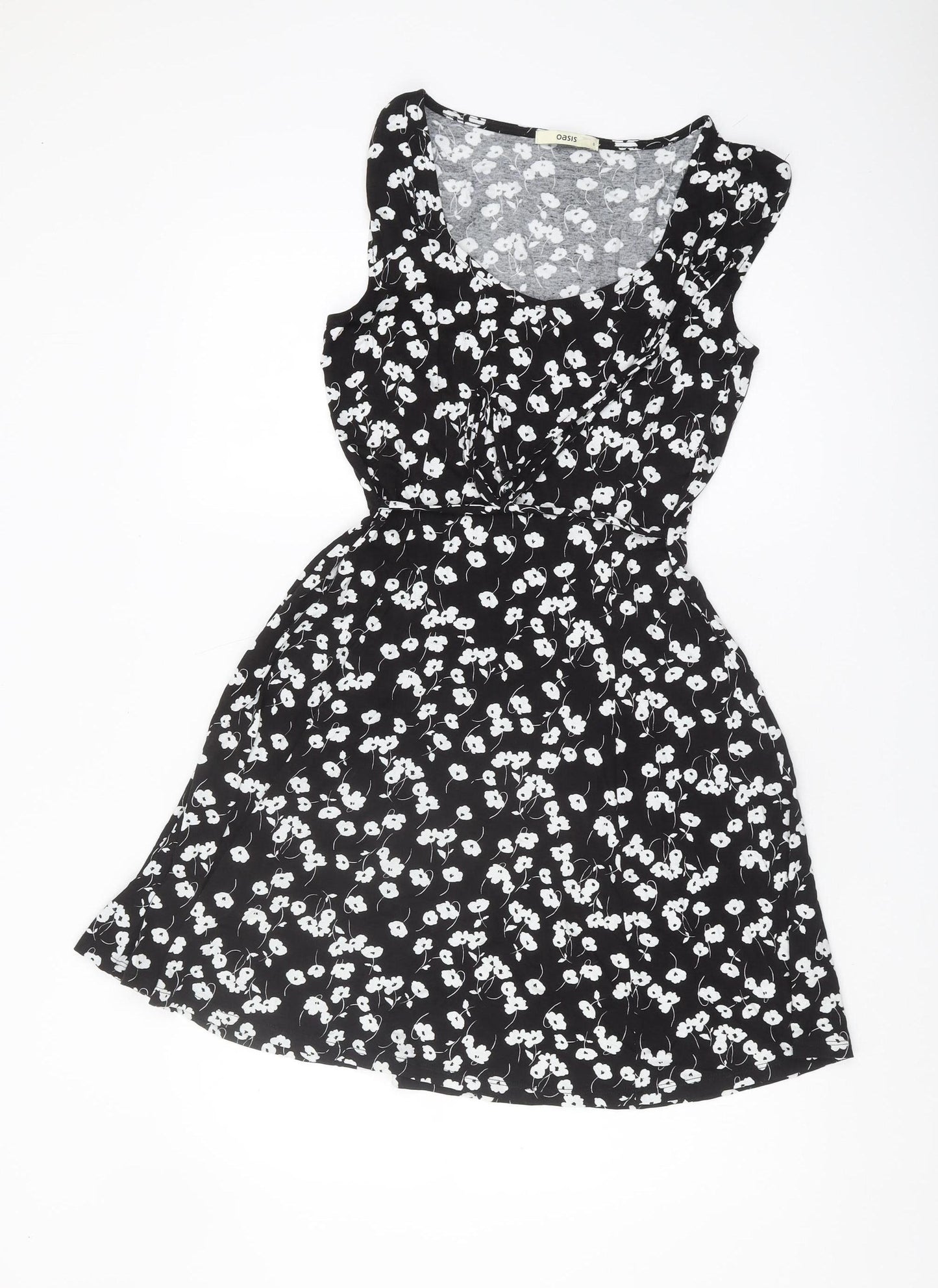 Oasis Women's Black Floral A-Line Dress, Size S