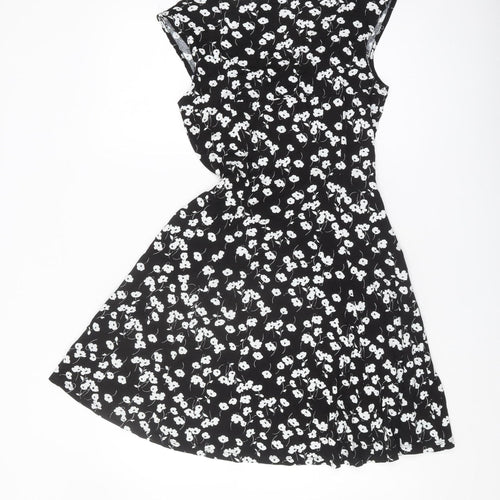 Oasis Women's Black Floral A-Line Dress, Size S