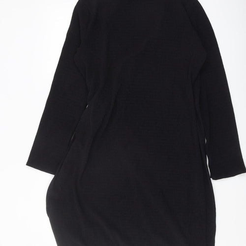 H&M Women's Black Wrap Dress, Size 12, Long Sleeve