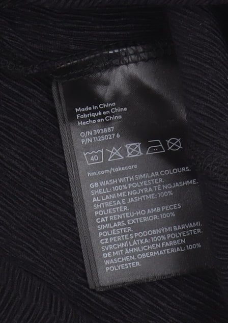 H&M Women's Black Wrap Dress, Size 12, Long Sleeve