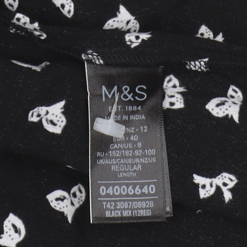 Marks and Spencer Women's Black A-Line Skirt Size 12