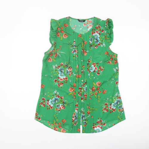 Roman Originals Green Floral Blouse, Size 10, Women's