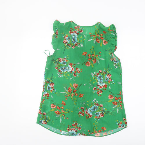 Roman Originals Green Floral Blouse, Size 10, Women's