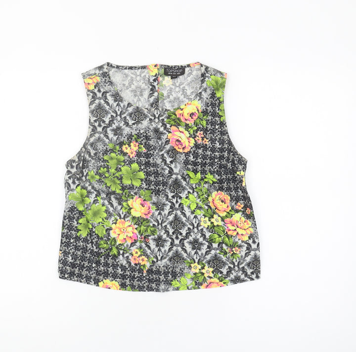 Topshop Women's Multicoloured Floral Tank Top Size 8