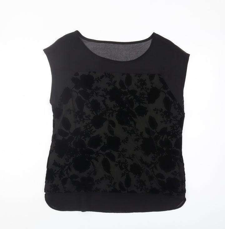 ROMAN Women's Black Floral Blouse, Size 12 - Autumn/Winter