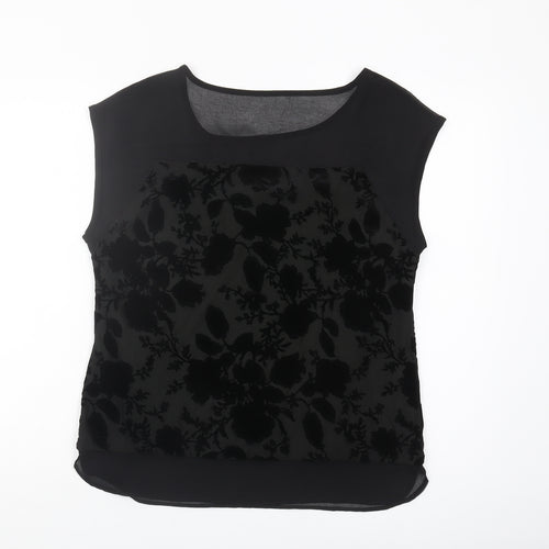 ROMAN Women's Black Floral Blouse, Size 12 - Autumn/Winter
