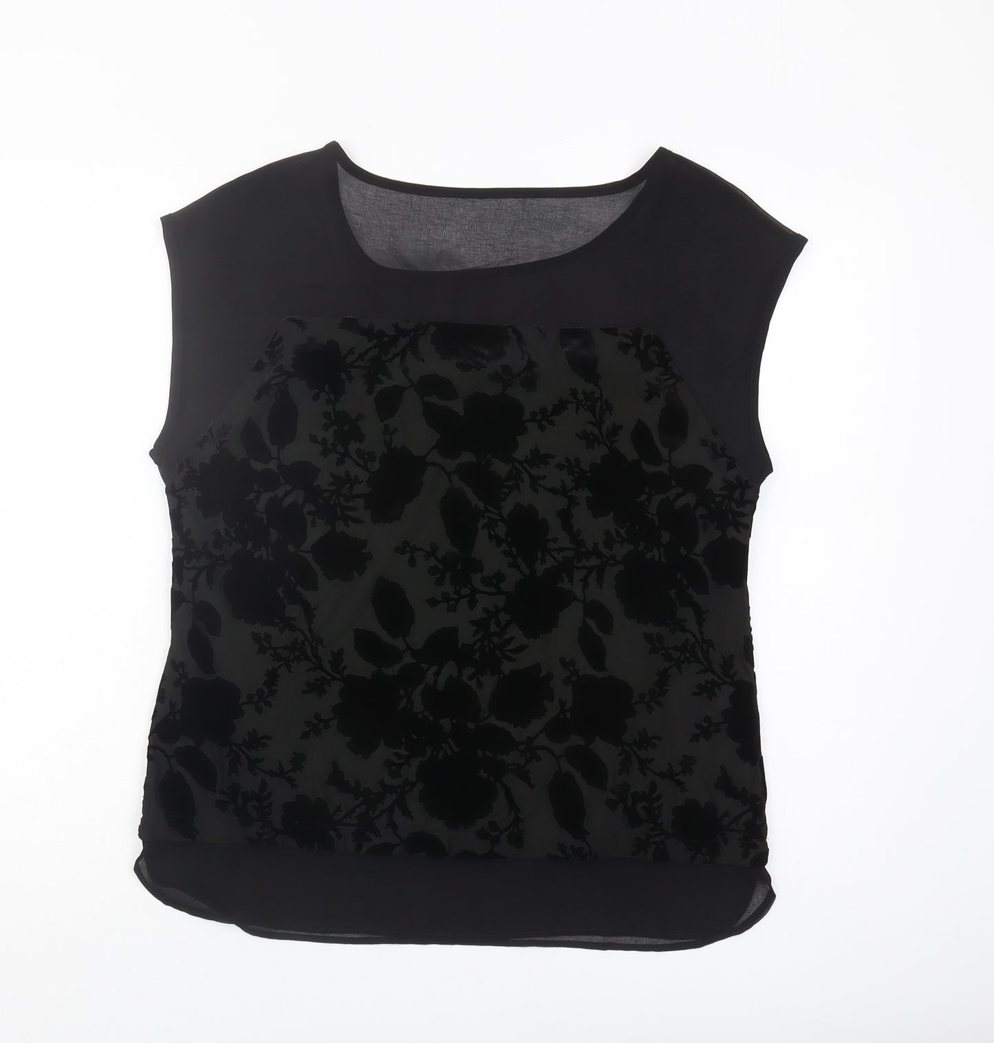 ROMAN Women's Black Floral Blouse, Size 12 - Autumn/Winter
