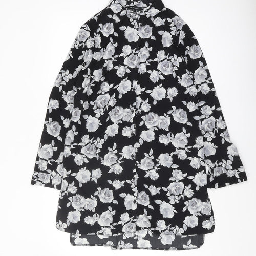 New Look Women's Black Floral Tunic Shirt Size 10
