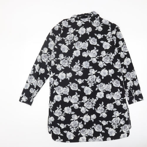 New Look Women's Black Floral Tunic Shirt Size 10