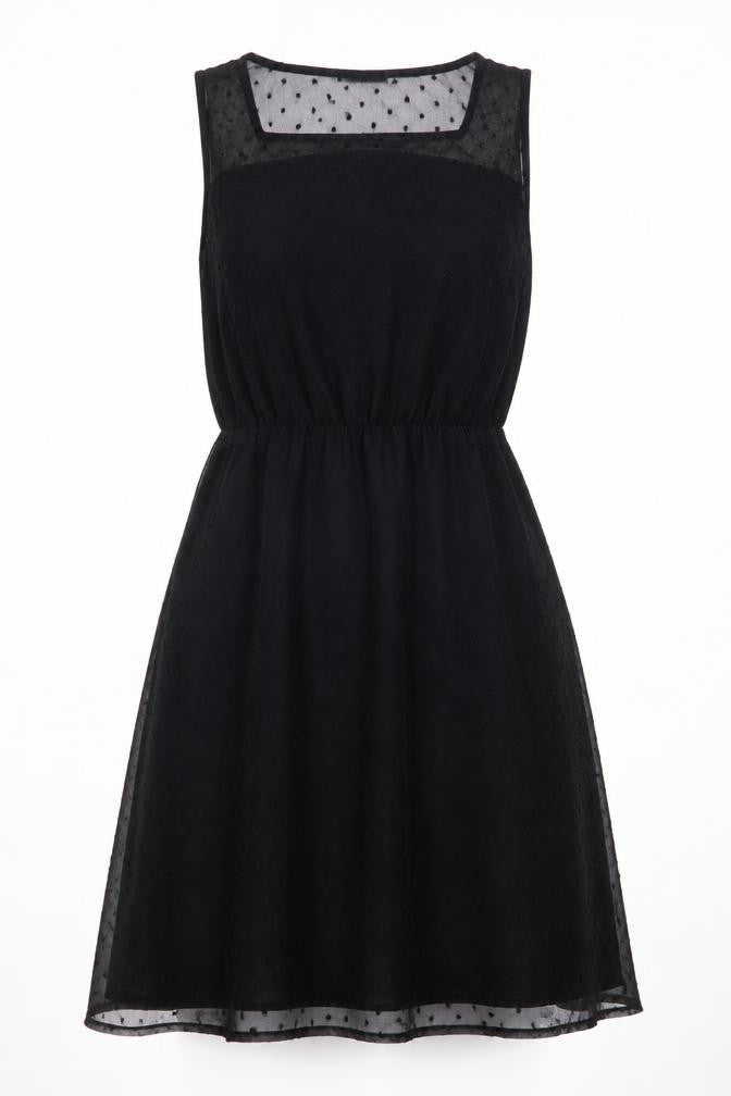 Front view of Next Women's Black Sleeveless Scoop Neck Dress