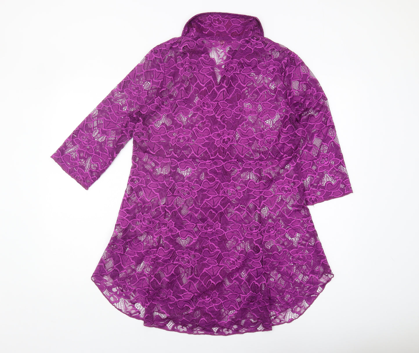 Michele Hope Women Purple Lace Floral Top L