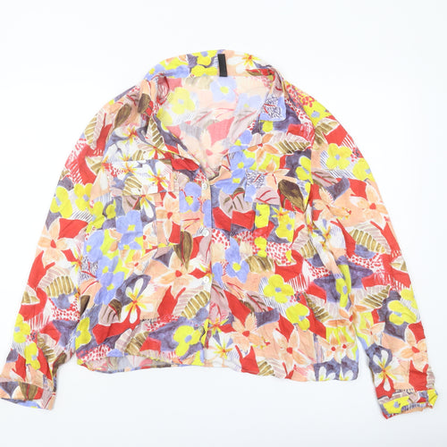 Zara Women Multicoloured Floral Button-Up Shirt L