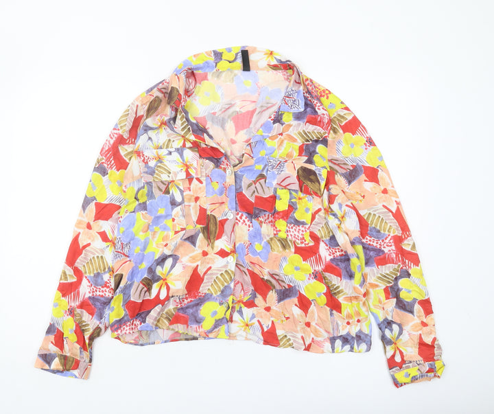 Zara Women Multicoloured Floral Button-Up Shirt L